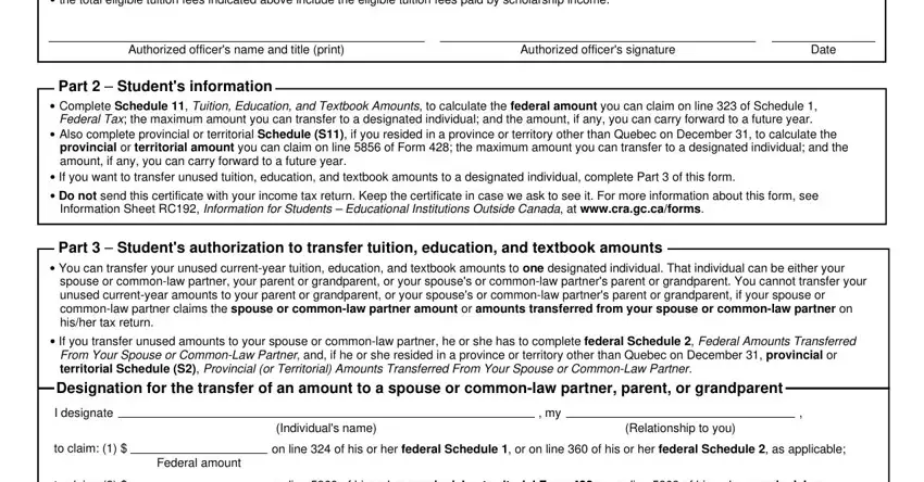  Do not send this certificate with, Part   Students information , and provincial or territorial amount in tl11ae