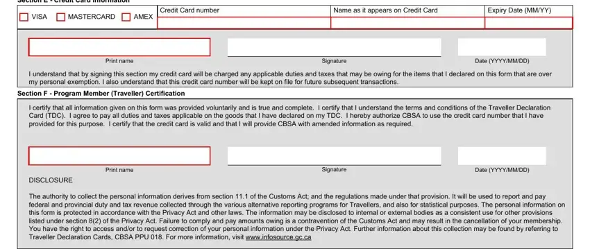 A way to fill in nexus declaration form stage 2