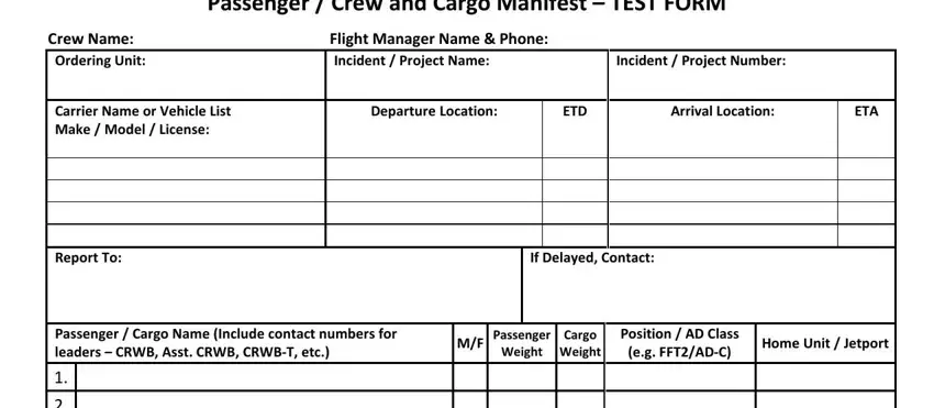 Writing segment 1 of flight manifest example