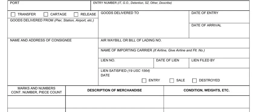 Filling in part 1 of customs form 6043
