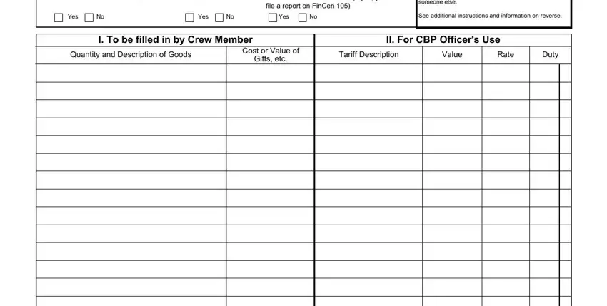 Filling in segment 1 in crew member declaration cbp 5129