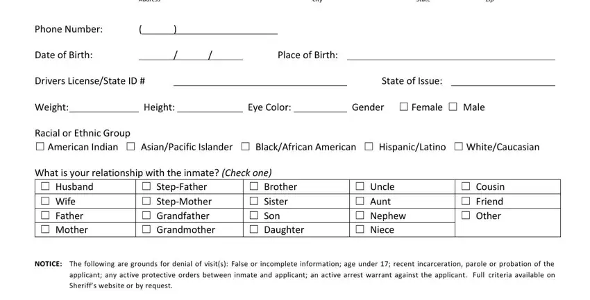Writing section 3 of cook county visitation application
