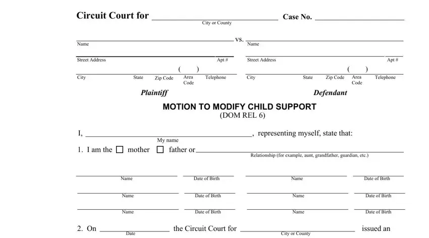 How to fill out the Maryland child support modification form - step 1