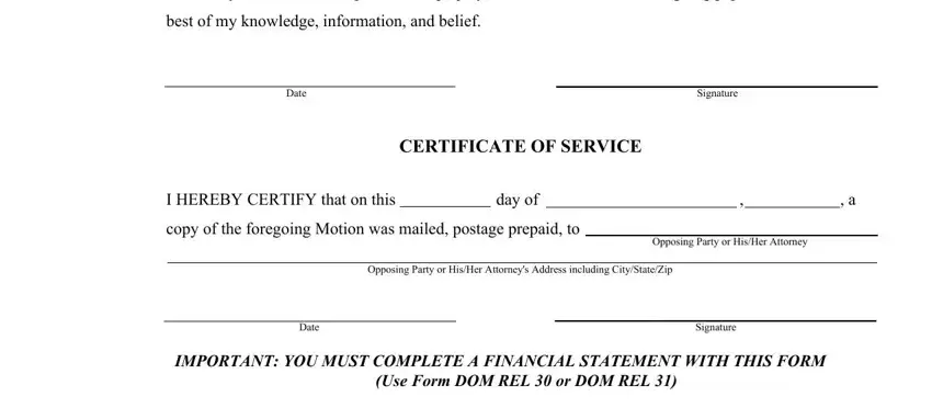 Signing the affirmation and completing the certificate of service - step 4