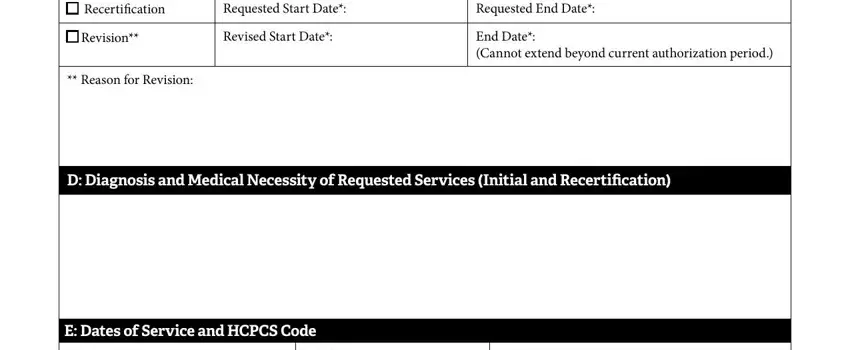 CCP Prior Authorization Form section 3 - request type and dates