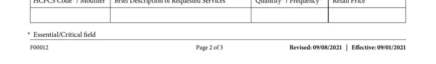 CCP Prior Authorization Request Form part 4 - HCPCS code fields