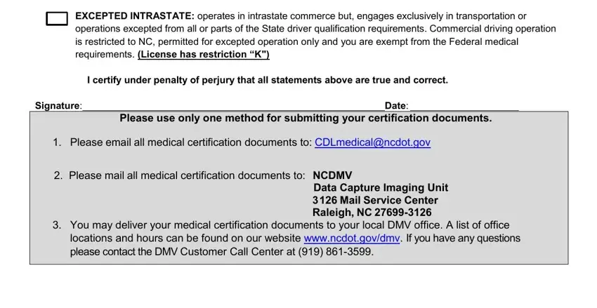 Completing segment 2 in dot medical card nc