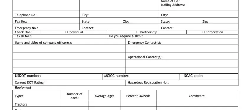 Transportation carrier agreement section of the ceva carrier packet