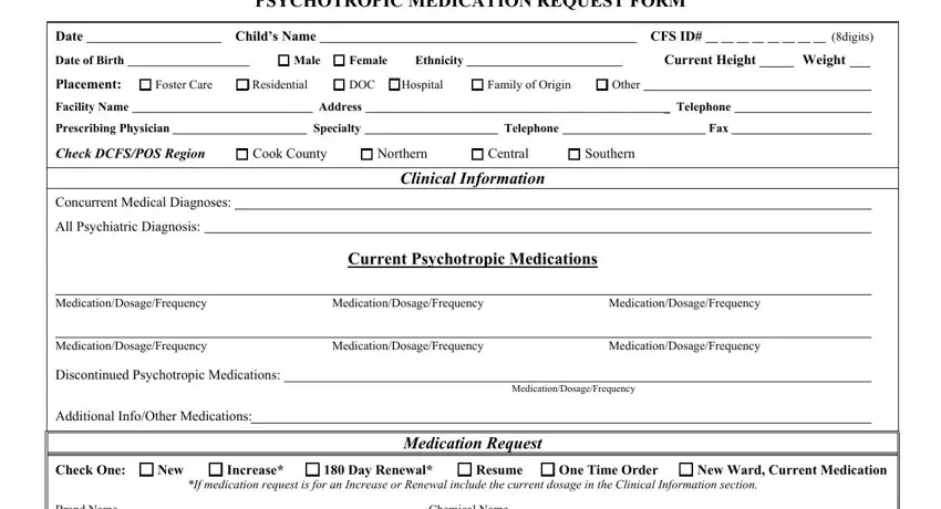 CFS 431-A form top section showing child identification fields