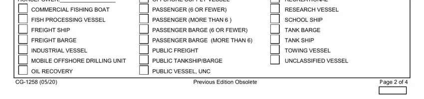 J ENDORSEMENTS FOR WHICH, COMMERCIAL FISHING BOAT FISH, and CG cidcidcid of coast guard certificate documentation