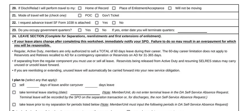 Will not be moving, I request advance travel SF Form, and Do you occupy government quarters in cg2045