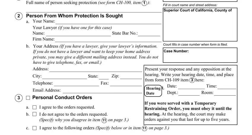 The right way to complete request for civil harassment step 1