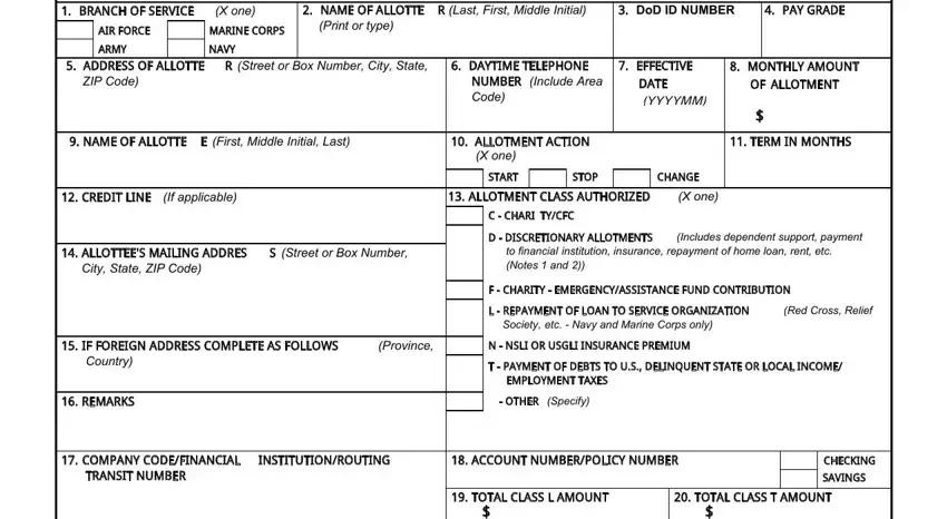 Part number 1 for submitting dd form 2558 army form