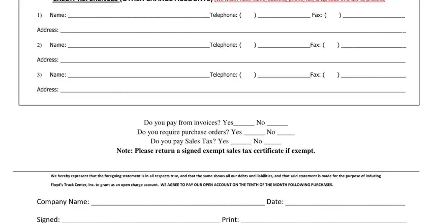 charge account forms writing process detailed (stage 2)