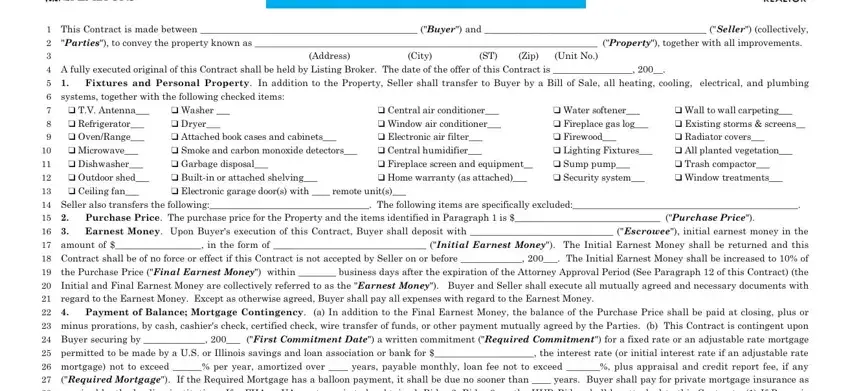Writing segment 1 in chicago association of realtors multi unit contract