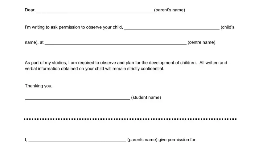 Stage # 1 of submitting permission observing