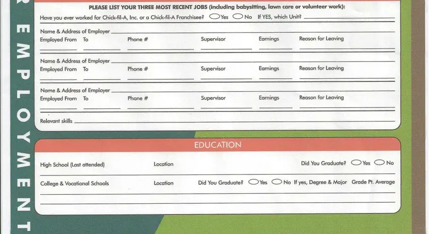 Entering personal information on the Chick-fil-A application form