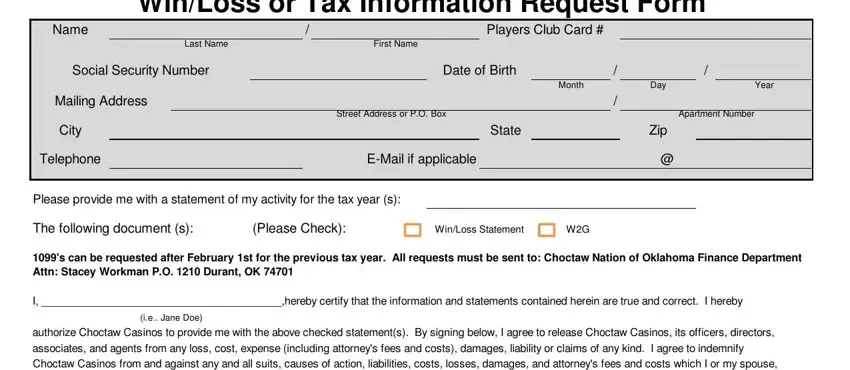 Simple tips to fill out choctaw win loss statement stage 1
