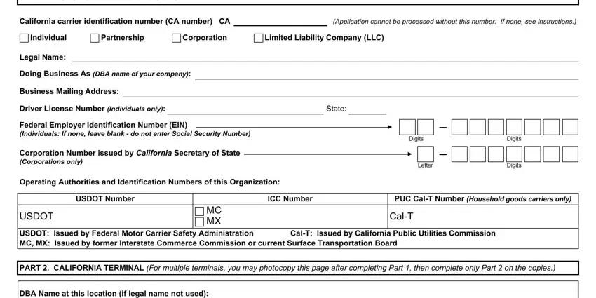 Step 1: Opening the CHP 365 terminal inspection form