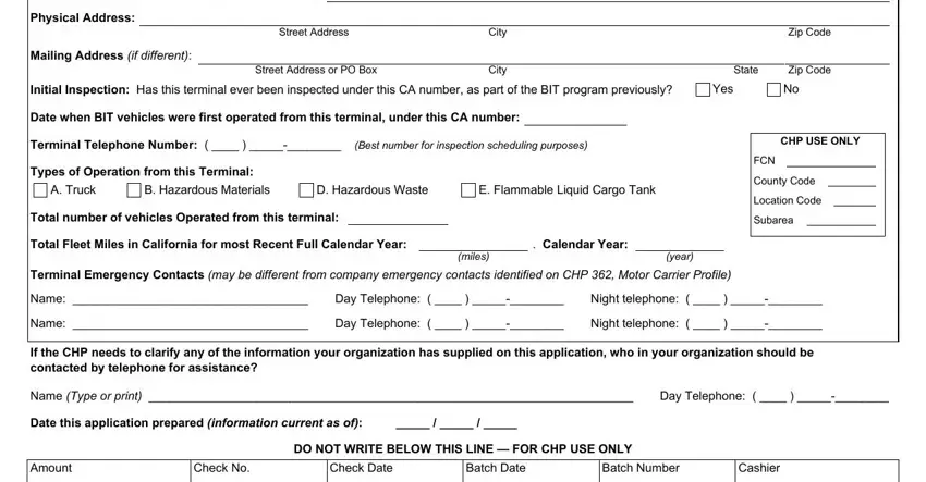 Step 2: Filling in carrier identification on the CHP 365 form