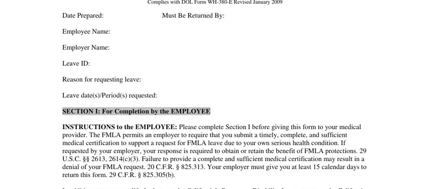 Filling out segment 1 in cigna fmla form
