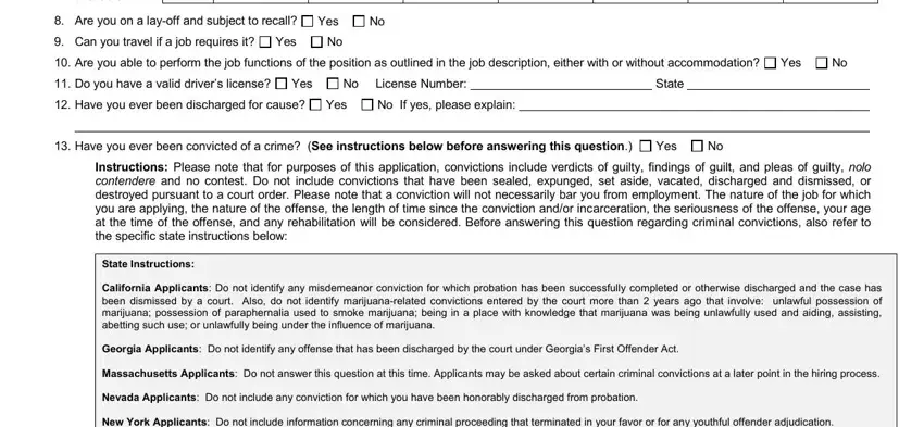 Cinemark employment application form - availability and work authorization section