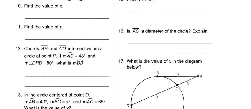 Circles module quiz form page 4 – fields for chord intersection and value calculations