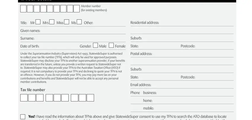 Filling in section 1 of the Statewide Super financial hardship claiming form