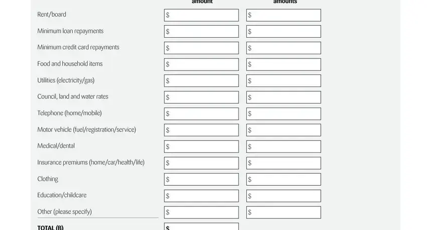 Monthly expenses section of the Statewide Super financial hardship claiming form