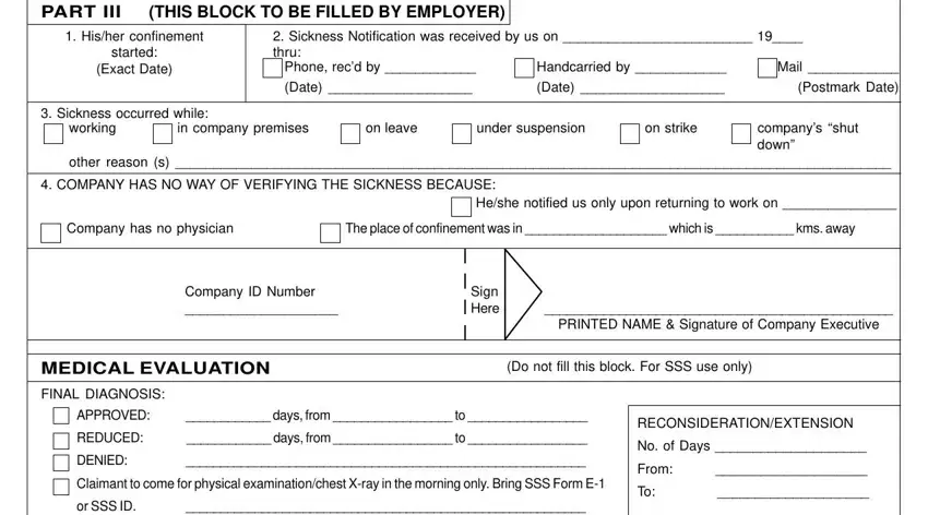 Filling in section 4 in CLD 9N SSS sickness notification form editable
