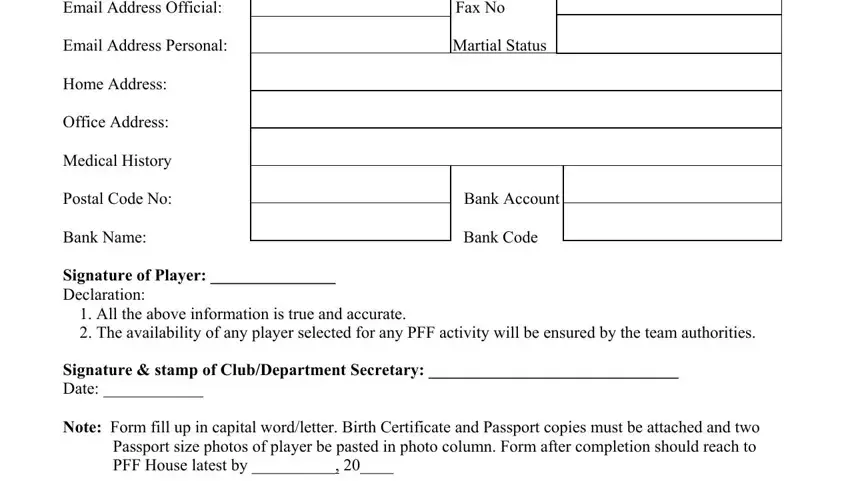 Step # 2 in completing football club registration form