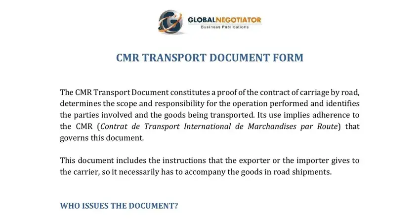 Completing section 1 of CMR consignment note