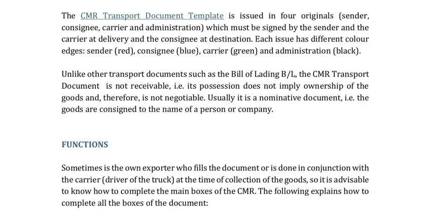 How to fill out section 2 of the CMR transport note