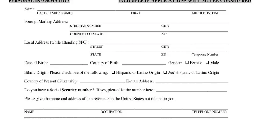 Step # 1 of filling in South Plains College Application Form 