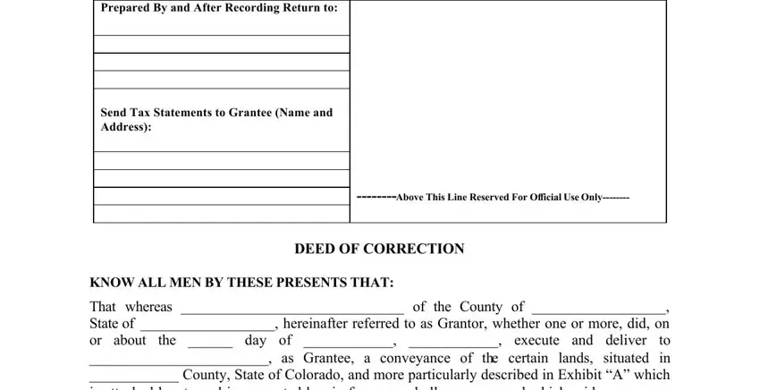 Filling out segment 1 in colorado correction