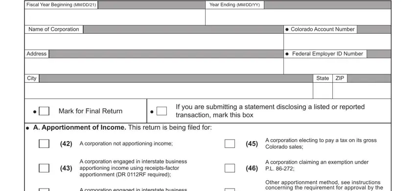Completing part 1 of 112 tax form colorado