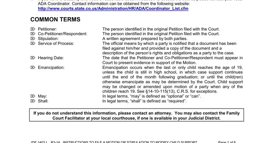 Stage number 1 for filling in co file stipulation