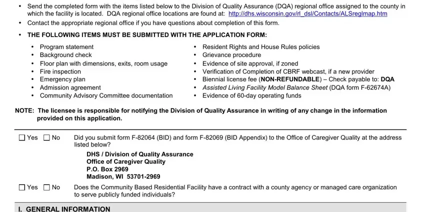 Completing part 1 of cbrf licensing application