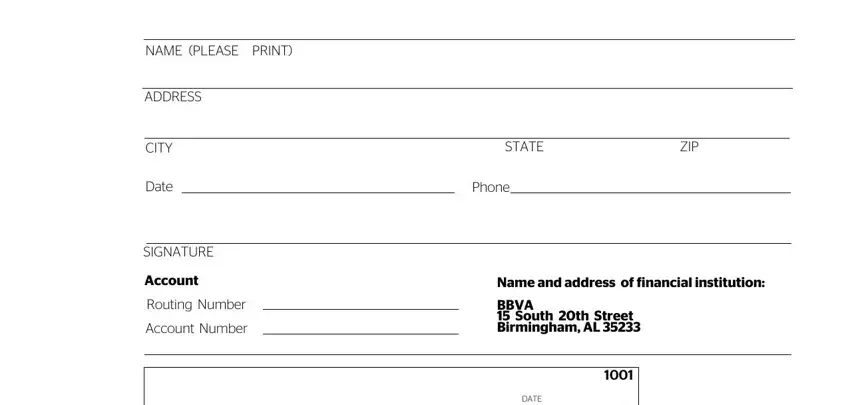 Filling in part 1 in Compass Bank Online Form