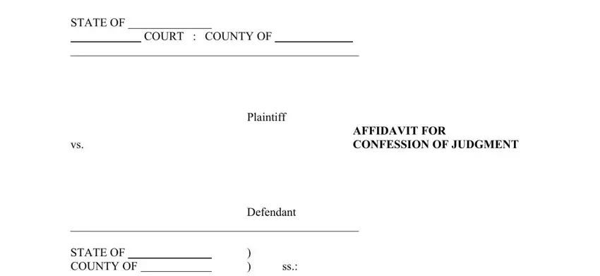 Step 1 for filling in the confession of judgment affidavit