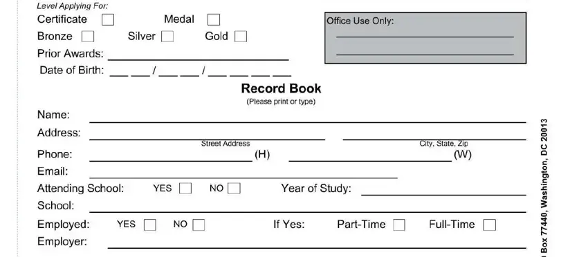 The best way to complete congressional award record step 1