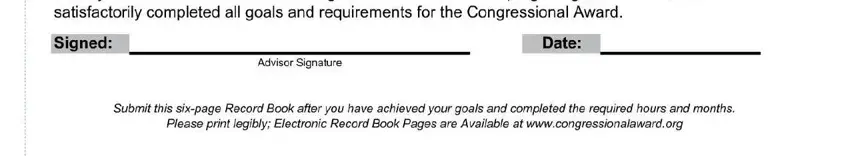 Step no. 3 in filling in congressional award record