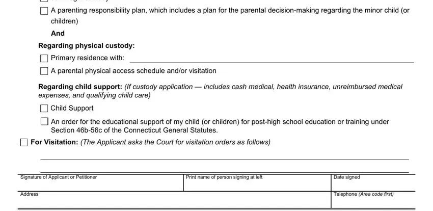 Part 5 of the Connecticut custody application form