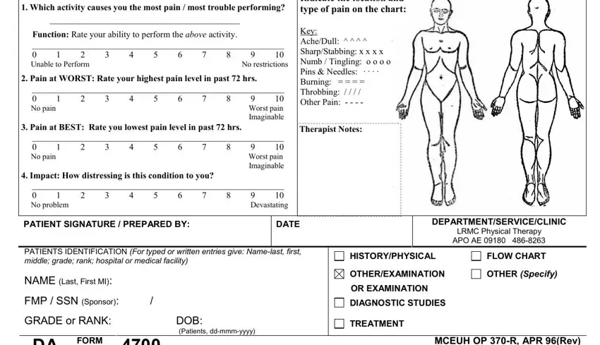 Filling in client health and medical history fields on the beauty therapy consultation form