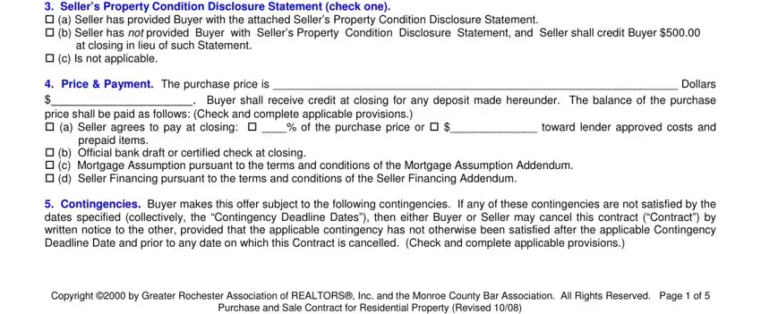 Writing segment 2 of purchase and sale contract for residential property new york