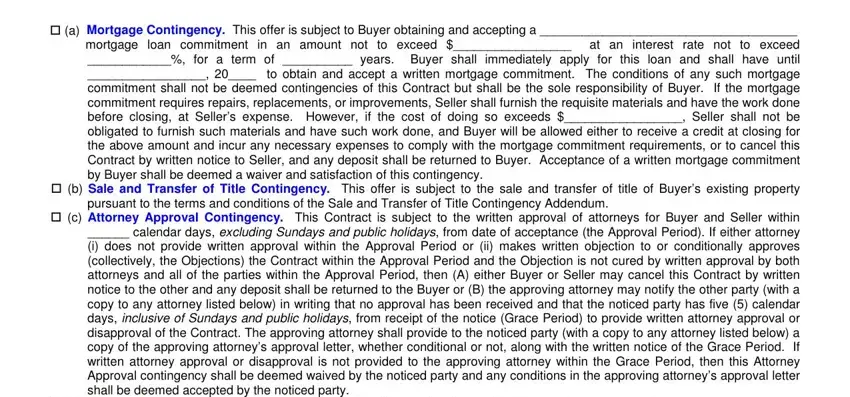 Filling in segment 3 of purchase and sale contract for residential property new york