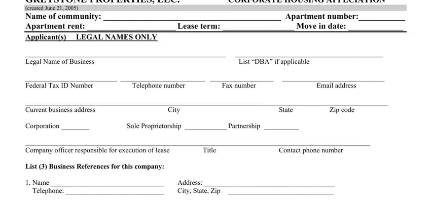 Part number 1 of completing corporate application for housing