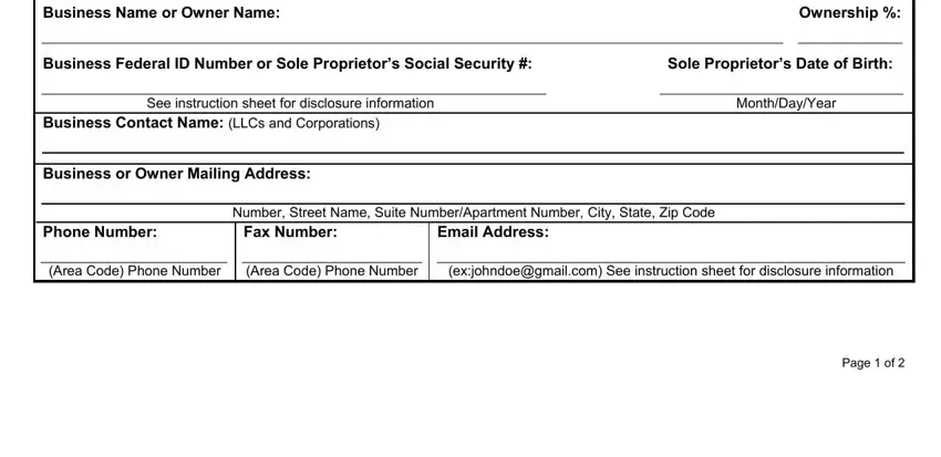 Filling in section 2 in texas cosmetology salon