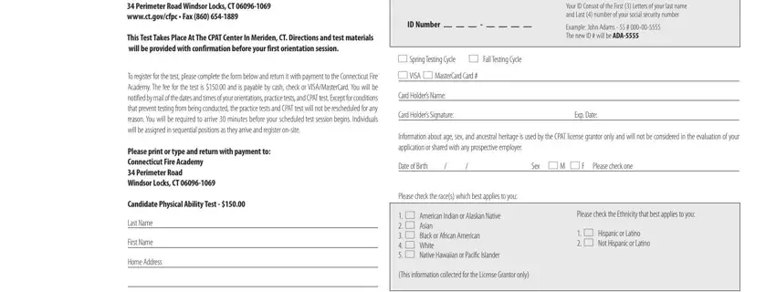 Stage 1 for completing the CPAT Online Form Date