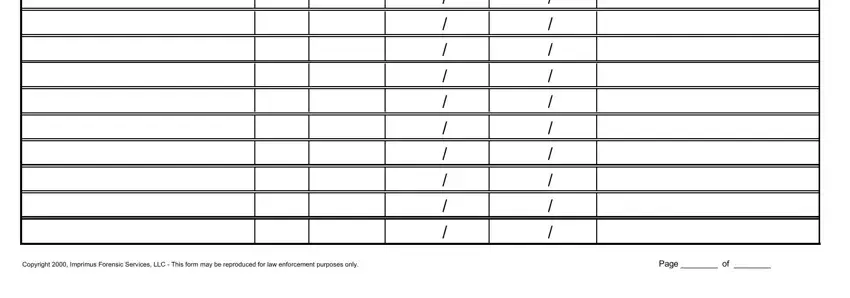 Page  of, Copyright  Imprimus Forensic, and Page  of of crime scene report